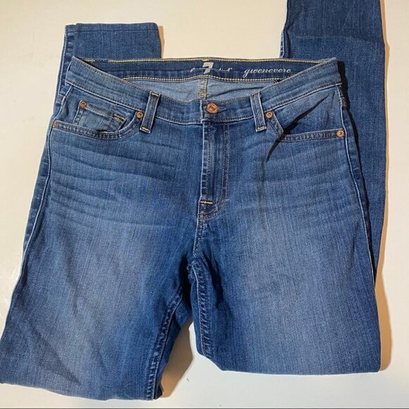 7 For All Mankind Gwenevere Straight Leg Jeans - Women’s Size 28, Blue Stretch - Picture 2 of 6